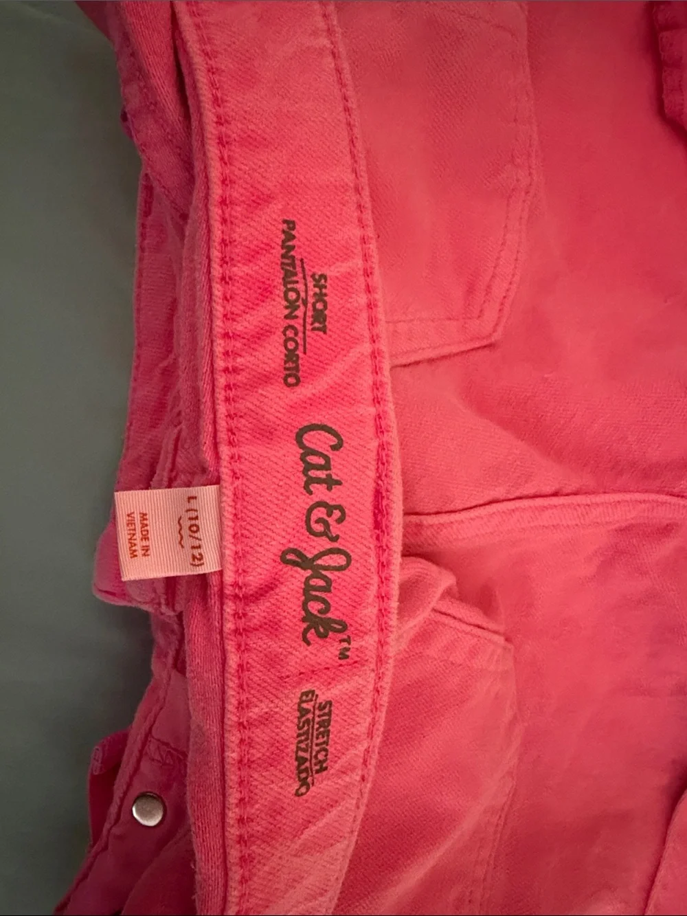 Cat & Jack Girls' Denim Shorts Trio — Hot Pink and white